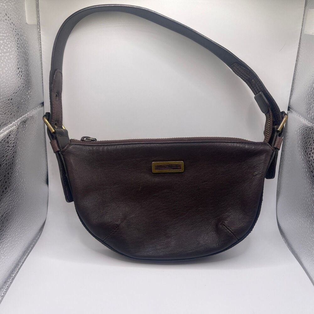 Via Spiga Shoulder Bag Hobo Slim Purse Satchel Small Dark Brown Leather